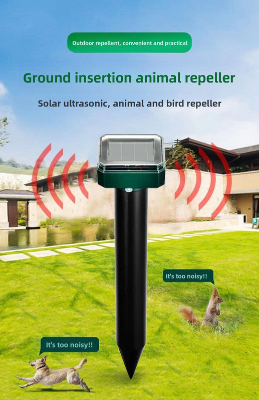 Solar-Powered Sonic Snake and Rodent Repeller Ground Stake - Outdoor Waterproof Ground Vibration Pest V888-ELOSUNG41773