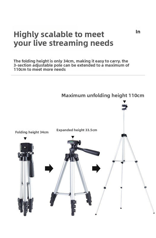 3120 Black Camera & Phone Tripod Stand - 110cm Lightweight Aluminium Portable Travel Mount with 3-Way Head & V888-ELOSUNG41860