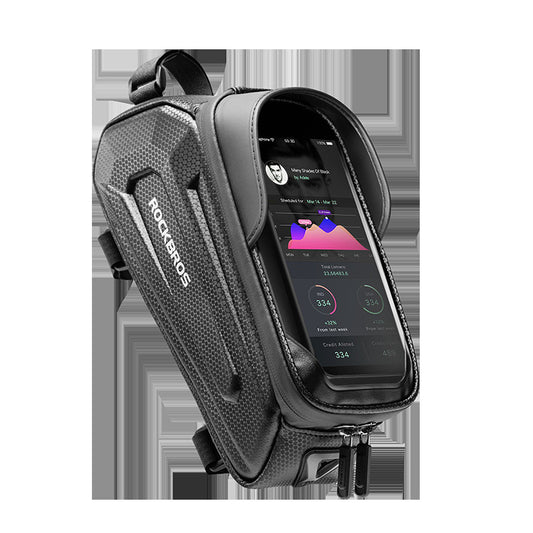 ROCKBROS Hard Shell Bike Top Tube Bag - Waterproof Cycling Frame Pouch with TPU Touchscreen Phone Holder & V888-ELOSUNG41862