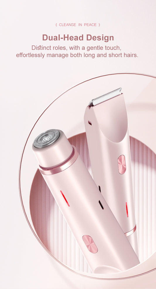 2-in-1 Electric Lady Shaver & Bikini Trimmer Dual Head Waterproof Wet & Dry Body Hair Remover Cordless Razor V888-ELOSUNG41923