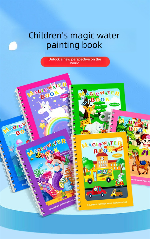 2 PCS Magic Water Colouring Book Animals & Sea World Themes Reusable Painting Activity Set Mess Free Travel V888-ELOSUNG41992