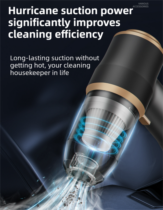 4-in1 Black Wireless Compact Handheld Car Vacuum Cleaner & Air Duster with 5 Nozzles/Brushes- 15000 Pa V888-ELOSUNG42058
