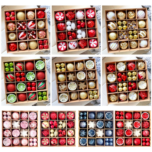 MJXK46-20Y Christmas Decorative Balls Set(24x24x6CM) - Shatterproof Plastic Ornaments with Electroplated & V888-ELOSUNG42116