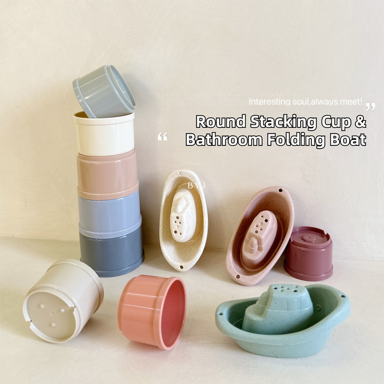 11PCS Sailboat Stacking Cups Bath & Beach Toy Set - Creative Stacking Game for Toddlers, Water Play V888-ELOSUNG42219