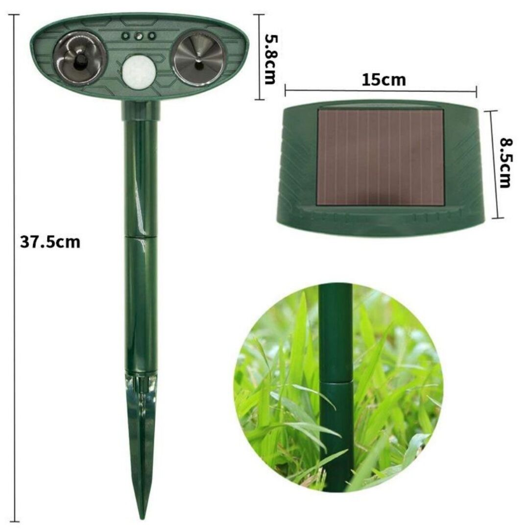 Model 704 Solar Powered Animal Repeller - High-Performance Ultrasonic & Optical Deterrent for Yard Protection V888-ELOSUNG42258