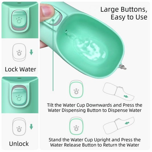 Green Portable Dog Water Bottle and Drink Feeder - 550ml Pet Travel Water Cup for Walking, Hiking & Outdoor V888-ELOSUNG42380