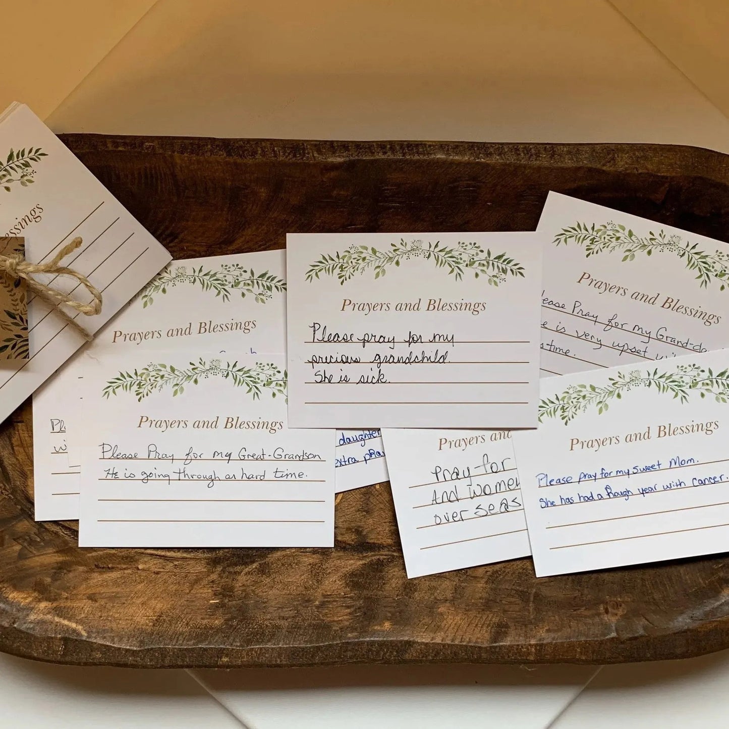 Solid Pine Wood Heart Prayer Bowl with 48 Prayer Cards - Handcrafted Gift for Communion & Home Decor V888-ELOSUNG42598