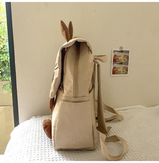 Black Lightweight Nylon Waterproof Schoolbag for Children - Large Capacity Daypack with Ugly-Cute Cat Design V888-ELOSUNG42616