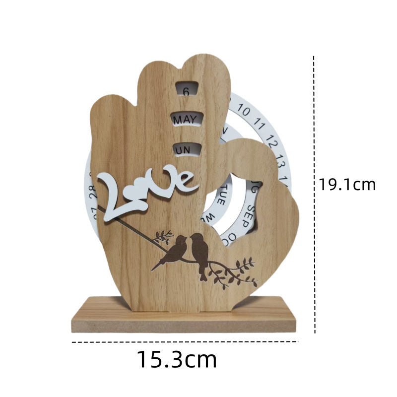 OK Sign Timber Perpetual Calendar Decoration(15.3x19.1 CM) - Manual Rotating Date Tracker V888-ELOSUNG42718