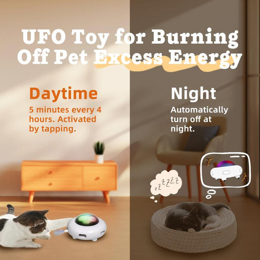 Smart Electric UFO Automatic Cat Toy - Self-Playing Teaser with 5 Rotating Feathers & Intelligent Indoor V888-ELOSUNG42779