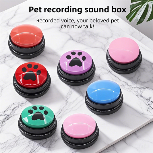 4-Pack Durable Dog-Talking Buttons & Recordable Voice Boxes - Interactive Vibrant Colors Speech Training Toy V888-ELOSUNG42892