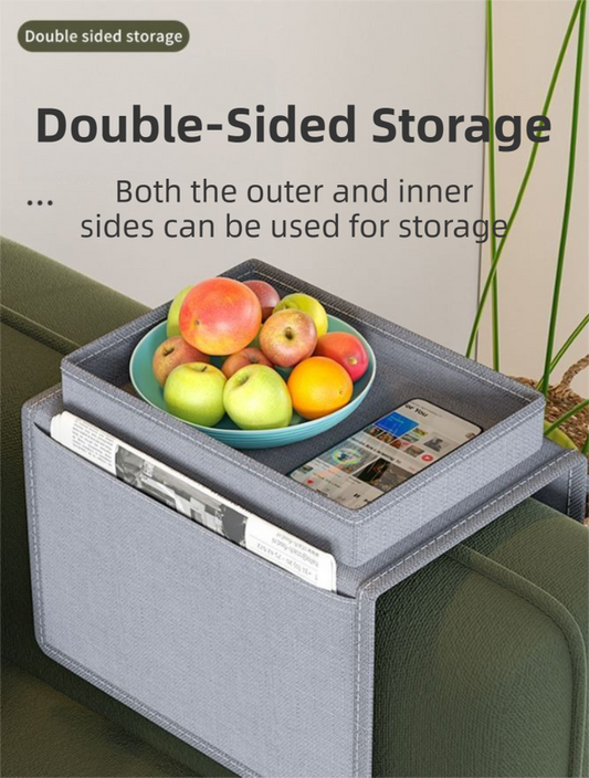 Beige Foldable Sofa Armrest Organizer With 3-Zones - 20kg Load Capacity, Thickended Oxford Cloth Storage Bag V888-ELOSUNG42998