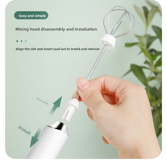 Black Rechargeable Handheld Milk Frother and Electric Whisk Set 3 Speeds with 2 Stainless Steel Heads and V888-ELOSUNG43058