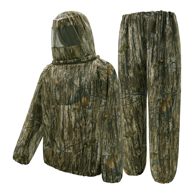 Bark and dead leaves Camouflage Mosquito Repellent Suit Ultra-Fine Mesh Hooded Ghillie Suit for Outdoor V888-ELOSUNG43202