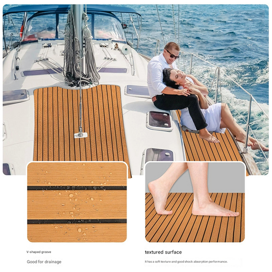 Teak EVA Foam Boat Flooring Sheet Brown with Black Stripes Self-Adhesive Marine Decking Mat for Yacht Fishing V888-ELOSUNG43217