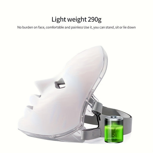 7-Color LED Face Mask with 112 Photon LED Chips Lightweight 290g Beauty Device for Home Skincare and Facial V888-ELOSUNG43286