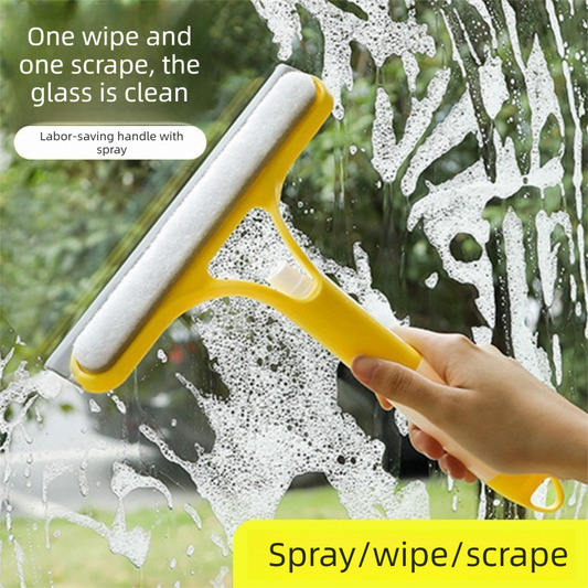 2-PCS Blue 3-in-1 Window Squeegee with Built-in Spray Bottle and TPR Scraper for Glass and Car Windshields V888-ELOSUNG43384