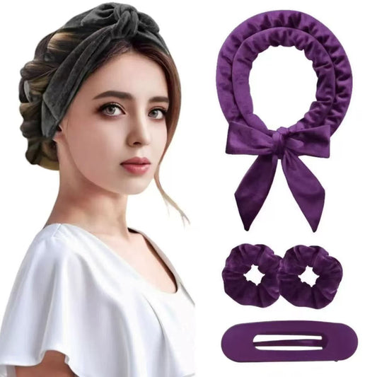 Black Heatless Hair Curler Set with Bowtie Ribbon for Natural Big Waves Damage-Free Overnight Hair Styling V888-ELOSUNG43511