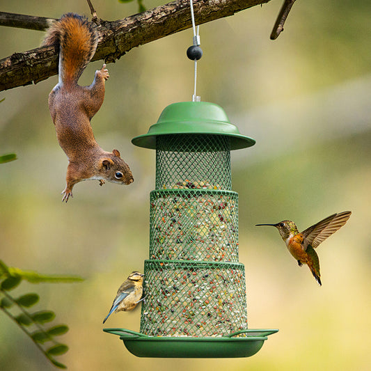 Circular Retractable Metal Hanging Bird Feeder 3-Tier Mesh Design Weatherproof Outdoor Wild Bird Feeding V888-ELOSUNG43526