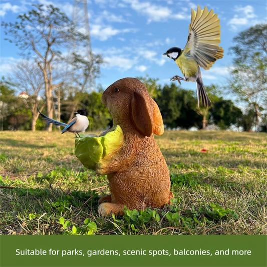 Cute Resin Rabbit Bird Feeder for Outdoor Garden Courtyard Balcony Landscape Decoration Durable Waterproof V888-ELOSUNG43603