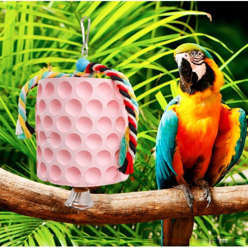 2-Pack Blue Hanging Bird Chew Toy with Bell and Rope, Ideal for Parrots, Squirrels, and Rodents - Durable V888-ELOSUNG43646