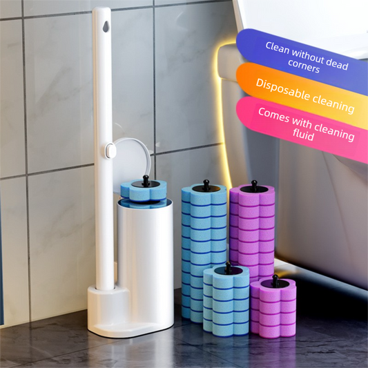Grey Disposable Toilet Brush Set with Built-in Cleaner - Wall-Mountable, No-Drill Bathroom Cleaning Kit with V888-ELOSUNG43705