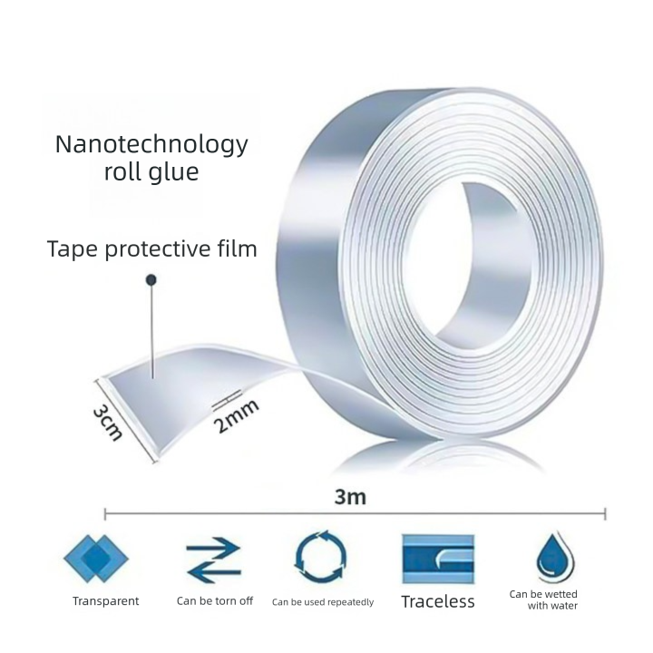 Multifunctional Reusable Nano Double-Sided Tape 2 Rolls with Dust Covers Heavy Duty Mounting Solution for V888-ELOSUNG43788