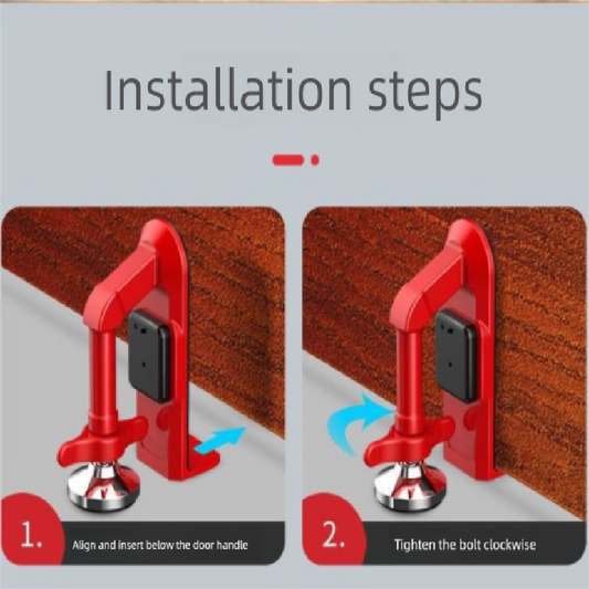 Red Portable Door Stopper Security Lock Heavy-Duty Alloy Construction for Solo Travelers and Home Safety V888-ELOSUNG43793