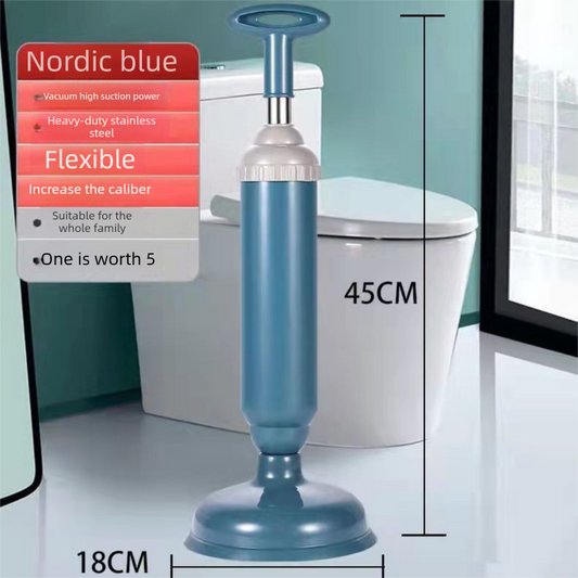 Blue High-Pressure Toilet Plunger with Vacuum Seal - Powerful Drain Unclogger for Toilets, Sinks & Drains V888-ELOSUNG43797