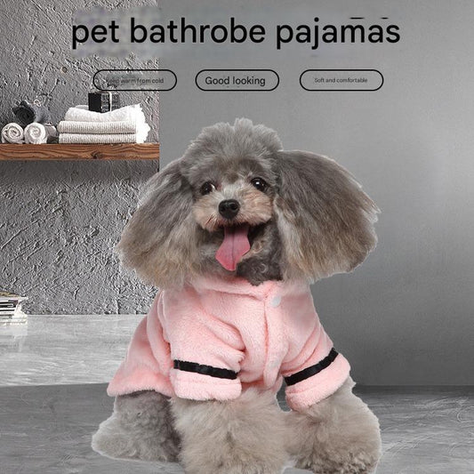 Army green Cozy Pet Bathrobe Sleepwear - Plush Fleece Dog Robe with Hood and Adjustable Waistband for Small V888-ELOSUNG43900
