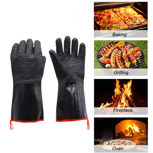 14 Inch Neoprene Heat Resistant BBQ Gloves - Waterproof & Oil Proof Long Sleeve Mitts - Extreme Heat V888-ELOSUNG44438