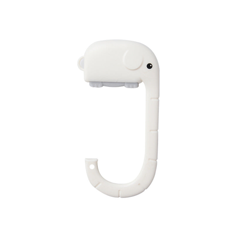 Cartoon Elephant Desk Side Bag Hook White Portable Adhesive Schoolbag Hanger No-Drill Movable Table Hook for V888-ELOSUNG44549