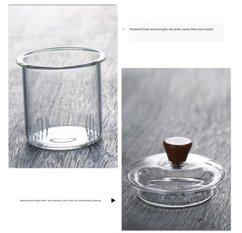 1000ml Heat Resistant Glass Teapot with Bamboo Handle and Glass Infuser Loose Leaf Tea Maker for Home V888-ELOSUNG44873