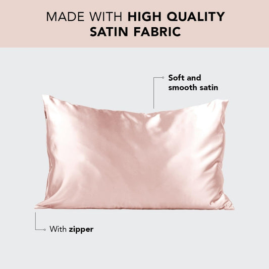 1-Pair Black Luxury Satin Silk Pillowcase for Hair and Skin - Smooth Cooling Pillow Cover with Envelope V888-ELOSUNG45017
