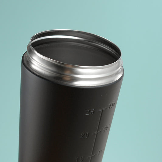Black 750ML Premium Stainless Steel Protein Shaker Bottle - BPA-Free Metal Mixer Cup with Scale for Gym, V888-ELOSUNG45235