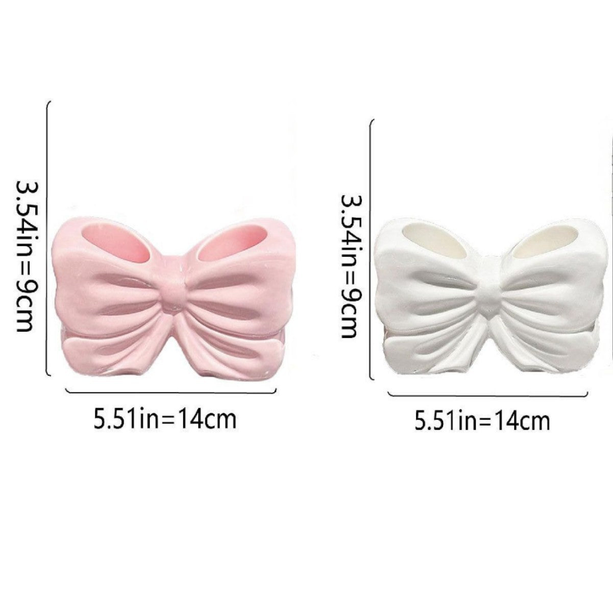 2-Pack Pink & White Chic Bowknot 2-Slot Toothbrush Holder - Resin Retro Cute Desktop Decorative Stand V888-ELOSUNG45283