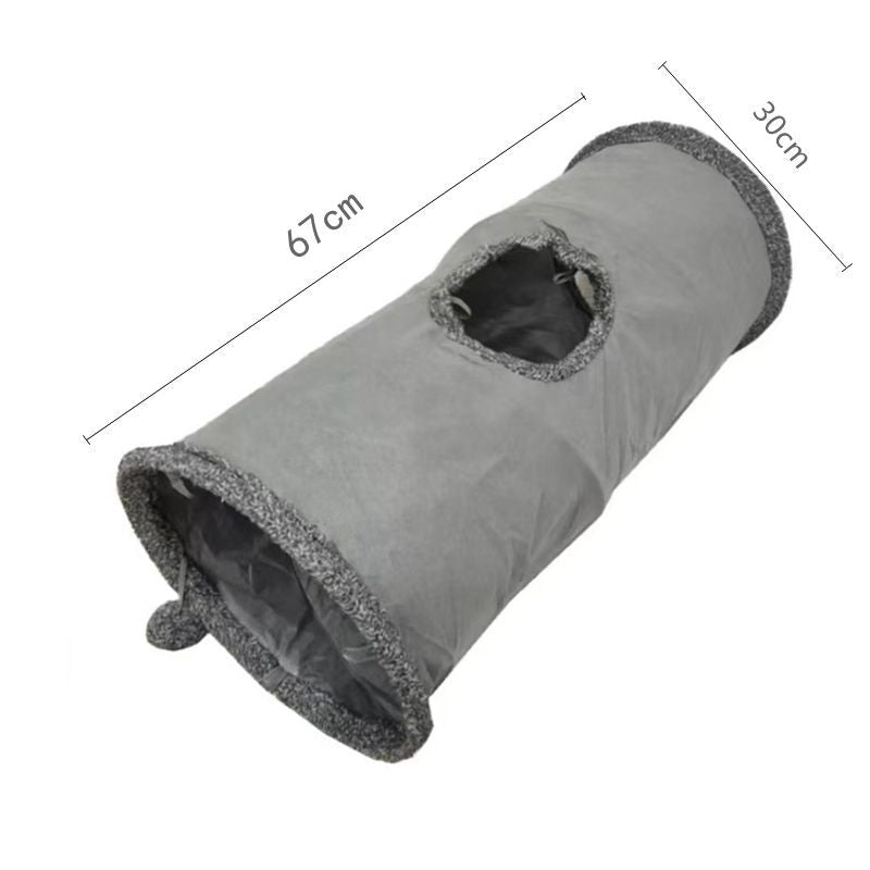 30X67CM Grey Durable Suede Foldable Cat Tunnel - Interactive Multi-Sensory Play Tube with Crinkle Paper & V888-ELOSUNG45384