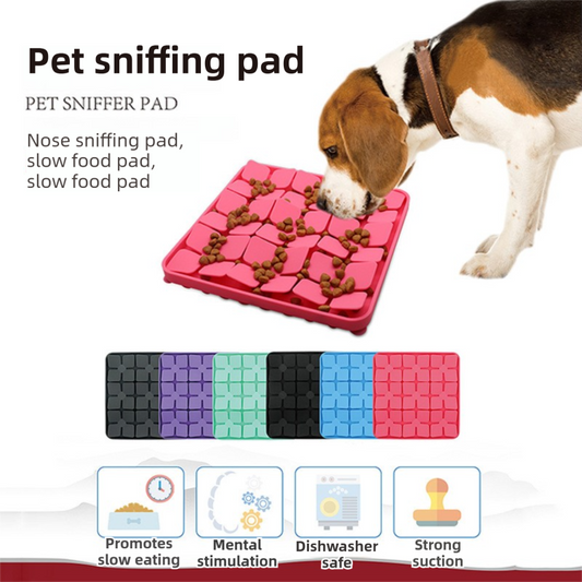 Black Food-Grade Silicone Pet Lick Mat for Perfect Distraction - 3D Textured Slow Feeder & Dental-Cleanner V888-ELOSUNG45459