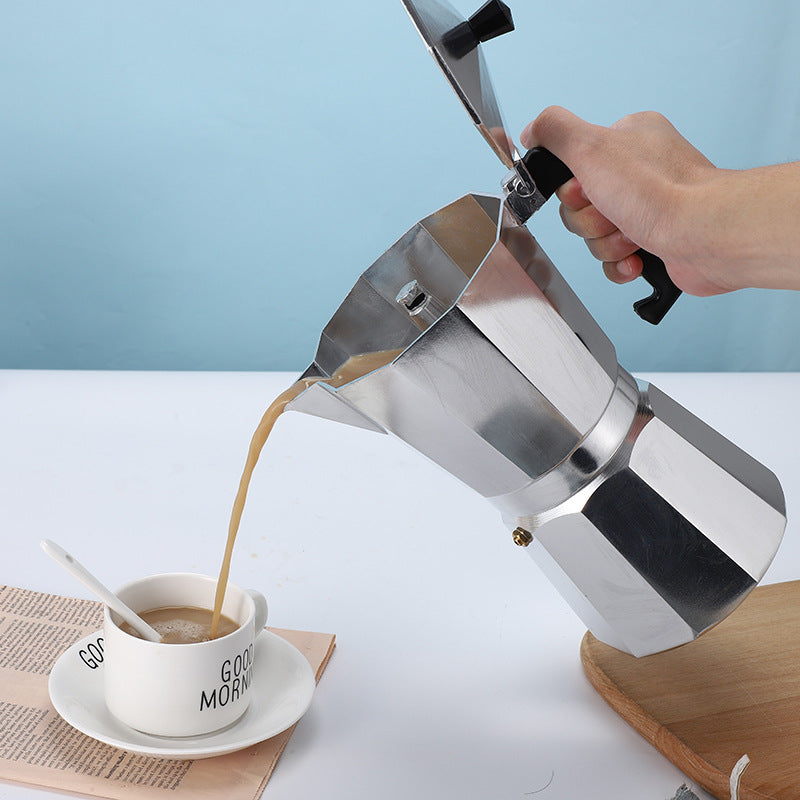 450ML Premium Octagonal High Pressure Moka Pot - Classic Italian Aluminum Coffee Maker for Rich Espresso V888-ELOSUNG45565