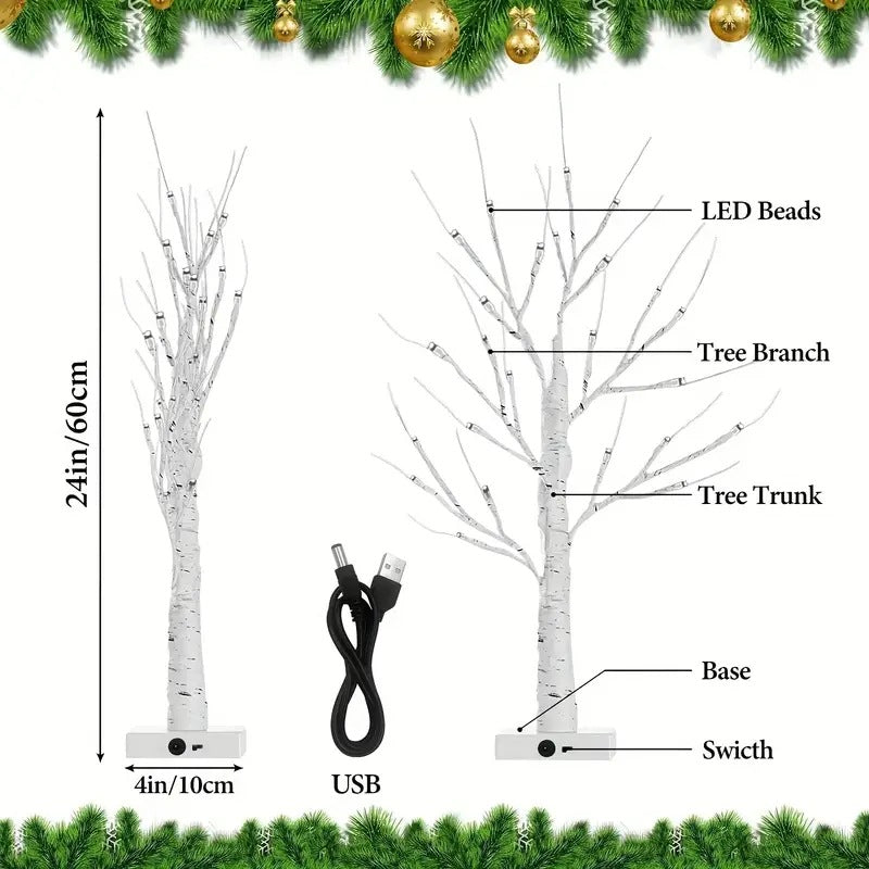 24 LEDS Birch Tree Lamp with Bendable Branches Style - Warm White Romantic Decorative Night Light Decor V888-ELOSUNG45591
