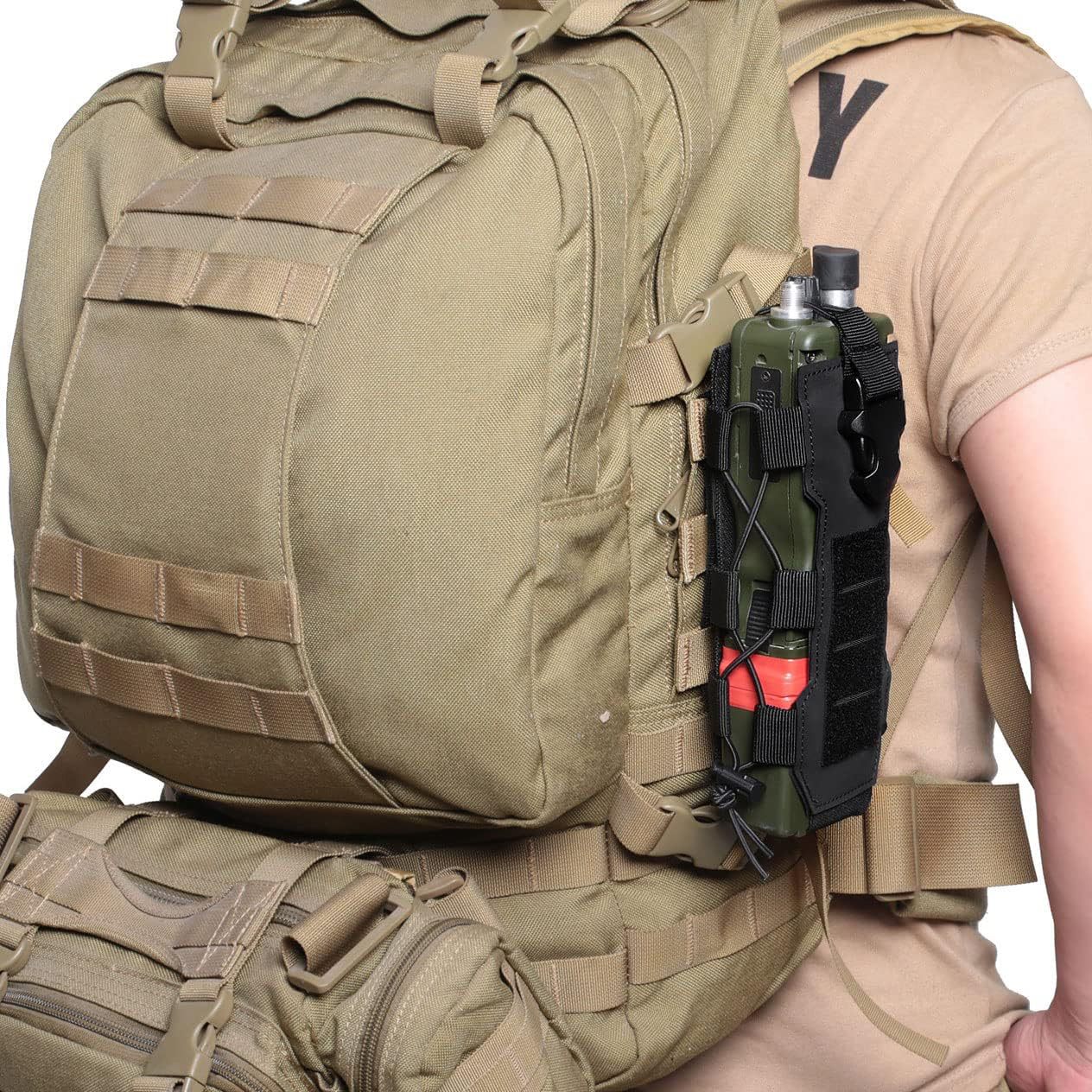 Khaki Adjustable Tactical Water Bottle Pouch - Multi-Functional MOLLE Compatible Accessory Bag for Hiking & V888-ELOSUNG45600