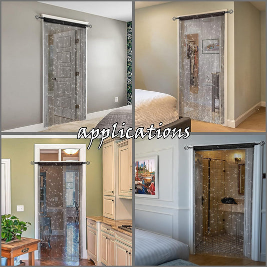 White 2 Pack Sparkle String Door Curtains 100x200cm Glitter Sequin Tassel Room Divider for Australian Home V888-ELOSUNG46064