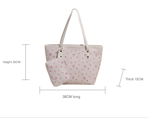 Coffee Large Capacity Daily Commuter Tote Bag Set | Versatile Shoulder Handbag with Matching Pouch | 38cm V888-ELOSUNG46325