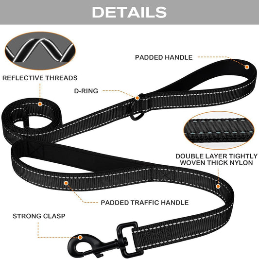Blue 2.5 Meter Heavy Duty Reflective Dog Leash | Double Padded Traffic Handle | Anti-Chafe Tightly Woven V888-ELOSUNG46531