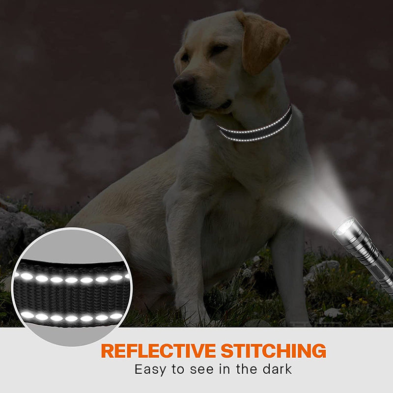 Rose Red 5pcs Tactical Reflective Dog Collar with Quick-Release Safety Lock | Neoprene Padded Nylon | GPS V888-ELOSUNG46605