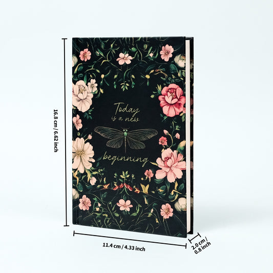 2PCS Elegant Vintage Floral Hardcover Notebook | Today is a New Beginning Dragonfly Journal | Creative A6 V888-ELOSUNG46680