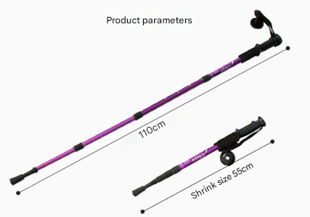 Black 2-Pack Lightweight Trekking Poles | 4-Section Adjustable 52-110cm Walking Sticks | Anti-Shock V888-ELOSUNG46773
