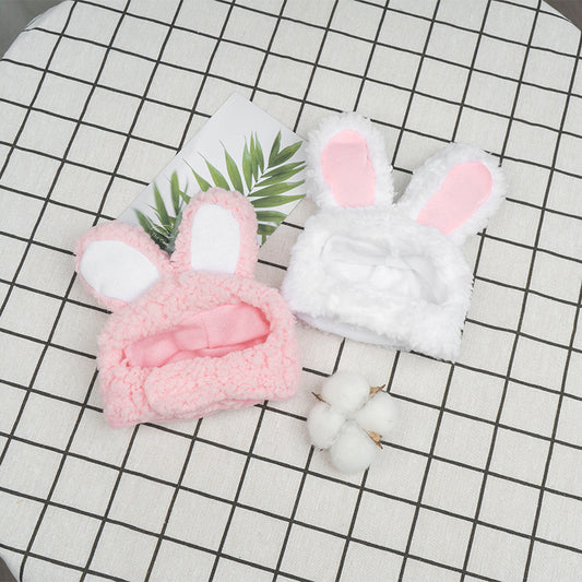 2 Pcs (White and Pink) Adorable Bunny Ears Cat Hat - Soft Plush Pet Costume Headband for Cats V888-ELOSUNG47127