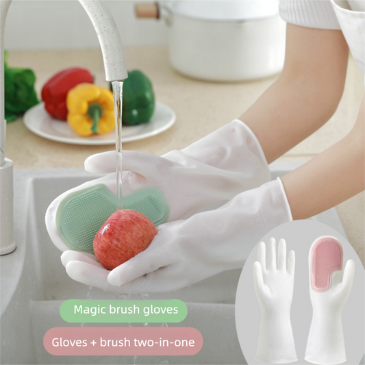 3 Pairs of Green Brush Gloves Integrated Brush Glove - Multifunctional Cleaning Glove for Kitchen, V888-ELOSUNG47148