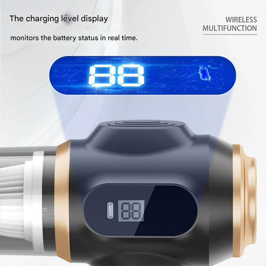 Black Portable Wireless Car Vacuum Cleaner - Powerful Suction for Car and Home Use with Dual-Function Air V888-ELOSUNG48113